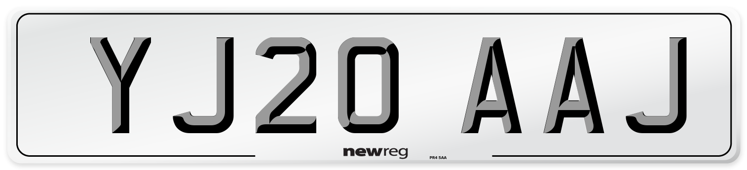 YJ20 AAJ Number Plate from New Reg